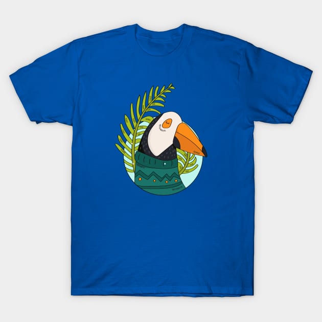 Cute Christmas Arctic Puffin Bird Illustration // Festive Animal Cartoon T-Shirt by SLAG_Creative